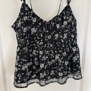 Hollister Black and White Floral Camisole